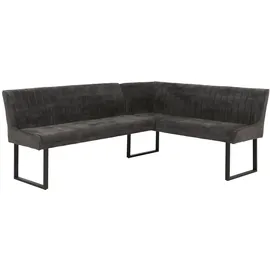 Mendler Eckbank HWC-O82, Esszimmerbank Bank, Öko-Tex (310g/m2) Chenille Stoff/Textil Metall 210x159cm ~ dunkelgrau