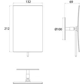 EMCO Pure Klebespiegel, eckig, mit Griff, Vergrößerung 3-fach, 109400130