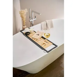 Zeller Badregal, Schwarz, Naturmaterialien, 20x3.5x70 cm, Badezimmer, Badezimmerregale, Badregale