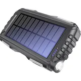 Denver PSO-20010 MK2 Solar Powerbank 20000 mAh Anthrazit Taschenlampe, Statusanzeige