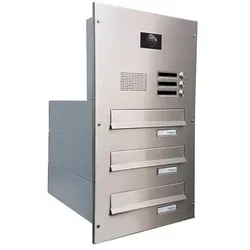 3er Edelstahl Kamera Durchwurf Briefkasten - Tiefe 39-62 cm- B-042