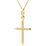 HOPLO Kreuzanhänger Anhänger Kreuz 585 Gold mit massiver Goldkette 1,1 mm, Made in Germany 38 cm