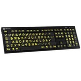 Logickeyboard XL-Print Kabelgebunden Tastatur Deutsch, QWERTZ Schwarz Multimediatasten, USB-Hub, Ger
