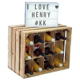 Kistenkolli Altes Land Flaschenregal Henry 12er geflammt Weinkistenregal Weinkiste Holzkiste Weinregal