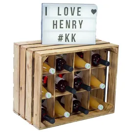 Kistenkolli Altes Land Flaschenregal Henry 12er geflammt Weinkistenregal Weinkiste Holzkiste Weinregal