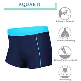 Aquarti Jungen mit Kordelzug – Schwimmhose Jungen Kinder Badehosen für Jungen Sportlich & Schnell Trocknend, Farbe: 024 Dunkelblau/Blau, Größe: 134 - 134