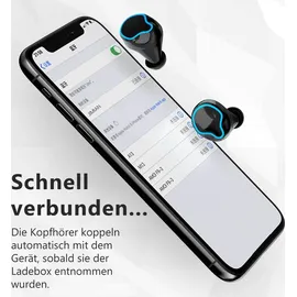 NAUCI Kopfhörer Ohrhörer für Huawei P50 / Pro / Plus LED Bluetooth 5.1 In-Ear Headset - Schwarz