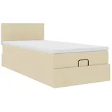 vidaXL Ottoman-Bett mit Matratze Creme 100x200 cm Stoff