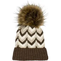 Stylebreaker Strick Bommelmütze Braun-Beige