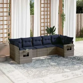 vidaXL Gartensofa-Set mit Kissen, grau, Polyrattan