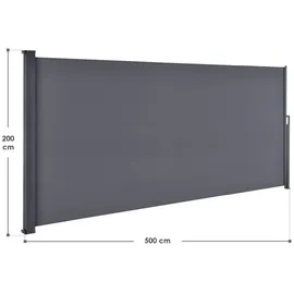 Juskys Seitenmarkise Dubai 200 x 500 cm Anthrazit