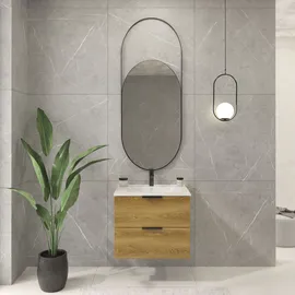 WELLTIME »Athen Badschrank Badezimmer WC Unterschrank mit Becken«, Waschplatz mit 2 Schubladen, Breite 80cm Softclose Bad
