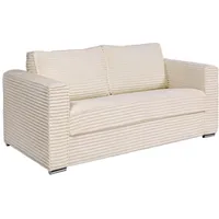 Schlafsofa mit Matratze 3-Sitzer - grob gerippter Cord - Beige - Liegefläche 140 cm - Matratze 14 cm - LORETO