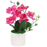 XIZHI Künstliche Orchidee im Topf, 28,4 cm, fühlt sich echt an, Schmetterlings-Orchidee in Vase, künstliche Phalaenopsis-Blumen, Blumendekoration für Tisch, Tafelaufsatz, Zuhause, Büro, Hochzeit,