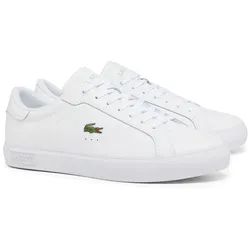 LACOSTE Herren Sneaker - Powercourt 125 , Turnschuhe, Echtleder, Logo Weiß EUR 46