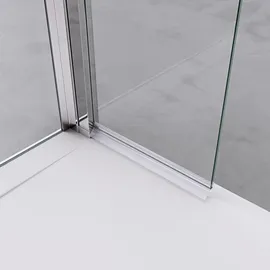 mai & mai Walk-In Duschwand Duschabtrennung 60x200cm 8mm Klarglas mit 30cm Nebenteil ESG-Sicherheitsglas mit Nanobeschichtung Runder Stabilisator B... - Transparent