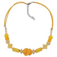 Gallay Perlenkette Kunststoffperlen Schraubenperle gelb Kordel gelb 42cm (1-tlg) gelb