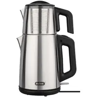 COFI 1453 Mulex Samowar Tee-Express Teemaschine, Silber Matt mit Glaskanne - Wasserkocher 2L
