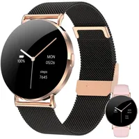Levowatch EVE Damen Smartwatch, 7mm dünn, Sprachassistent, AMOLED Always-On Smartwatch (4 cm/1,3 Zoll, Android und iOS) Fitness Tracker Uhr, 3 Armbänder, Periodenzyklus, wasserdicht, 7mm Metallgehäuse, 4-teilig, Telefon Funktion, 41mm Damengröße, Anrufe, Schrittzähler, Puls, Blutdruck, Stress-, Schlafüberwachung