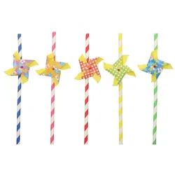 Papstar 50 Trinkhalme, Papier Ø 6 mm · 20 cm farbig sortiert "Windmill"