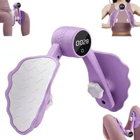Beckenbodentrainer mit Zähler,Oberschenkeltrainer für Frauen, Beintrainer Po Beinpresse Oberschenkel Beckenboden,Stärkeeinstellung mit Drei Gängen - Lila