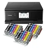 IC-Office TS8750 Tintenstrahl Multifunktionsdrucker 3-in-1 (Drucken, Kopieren, Scannen, SD-Karte, Duplex, WLAN, AirPrint) schwarz + 18 XXL Tintenpatronen