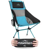 normani Campingstuhl Ultraleichter Campingstuhl Pewanuck, Outdoorstuhl Hochlehner Faltstuhl Strandstuhl Anglerstuhl blau|schwarz