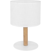 Licht-Erlebnisse Wohnliche Tischlampe in Weiß gebürstetes Holz rund 35cm