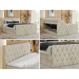 MKS Meble Boxspringbett beige Textil, 2-Sitzer, H3, Rechteckig, 140x200 cm, Schlafzimmer, Betten, Boxspringbetten