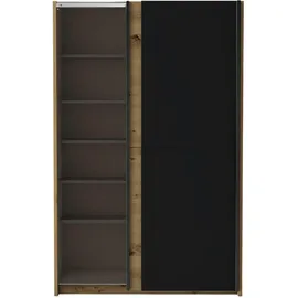 Pol-Power Schwebetürenschrank 125 x 196 x 38 cm schwarz/eiche