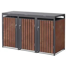 ML-Design Mülltonnenbox 3er 200 x 80 x 116,3 cm anthrazit-rostoptik