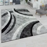 Paco Home Teppich Wohnzimmer Kurzflor Vintage Handgearbeiteter Konturenschnitt 3d Optik 160x230 Cm, Grau