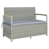 Gartenbank Polyrattan 170L 2-Sitzer Sitzbank mit Stauraum abnehmbar Kissen Rei?verschluss-Innenauskleidung Holz-Armlehne