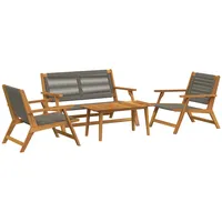 VidaXL Gartenstühle mit Tisch 4 Stück Grau Massivholz Akazie