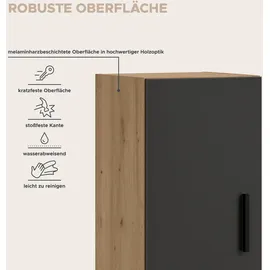 Möbel Boss xonox.home – Wohnkombination The One 176x97x34 cm Artisan Oak Basalt – Wandkombination mit 4 Klappen – 10 Fächer bieten reichlich Stauraum - EIN natürliches Design mit modernem Basalt-Ton