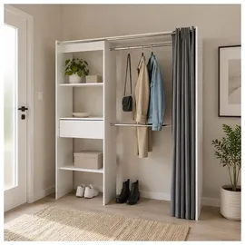 Hti-Living Garderobenschrank Offene Garderobe mit Vorhang Weiß