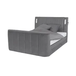 Boxspringbett  Hertfordshire , grau , Maße (cm): B: 186 H: 126