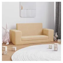 vidaXL Kinder-Schlafsofa 2-Sitzer Creme Weicher Plüsch