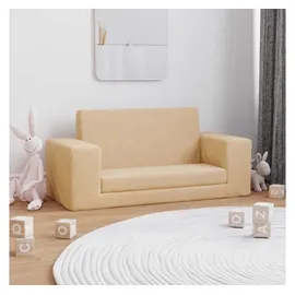 vidaXL Kinder-Schlafsofa 2-Sitzer Creme Weicher Plüsch