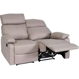 MCW 2er Kinosessel MCW-L93, Relaxsessel Fernsehsessel Sofa, Armlehne Liegefunktion Nosagfederung Stoff/Textil ~ grau-braun