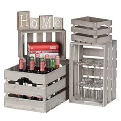 Relaxdays Shabby Holzkisten-Set grau 4052025260590 Relaxdays
