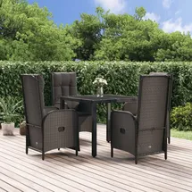 vidaXL Polyrattan Garten-Essgruppe 5-tlg. schwarz inkl. Kissen 3185065