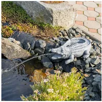 esotec Wasserspeier Solar Komplettset Krokodil Klaus 45x28x13cm, Pumpe + Solarmodul 101670 grau