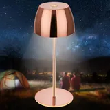 Briloner - Mini LED Tischlampe kabellos IP44 mit Touch, stufenlos dimmbar, Akku & Lichtquelle tauschbar, Nachttischlampe, Wohnzimmer, LED Lampe, Akku Tischleuchte, 8x20 cm (DxH), Rosegold glänzend