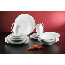 Kombiservice SELTMANN WEIDEN "Geschirr-Set, Service Trio", weiß, 30 tlg., Porzellan, Porzellan, Geschirr-Sets, ästhetische Form, Made in Germany, 30 Teile, für 6 Personen