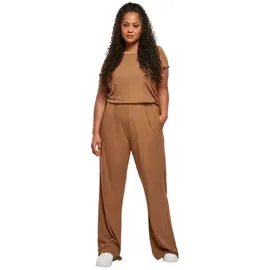 URBAN CLASSICS Ladies Rib Wid Leg Jumpsuit - Beige - S