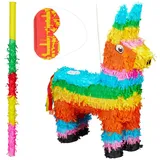 relaxdays Papierdekoration 3 tlg. Pinata Set Lama blau|grün|orange