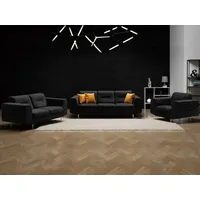 Beautysofa Polstergarnitur im modernen Stil auf hohen Metallbeinen VENEZIA, (Sessel + 2-Sitzer Sofa + 3-Sitzer Sofa im modernes Design), mit Metallbeine, Couchgarnituren aus Velours schwarz