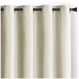 AmeliaHome Set Vorhang H 245 x B 140 cm mit Raffhalter 54 x 10 cm Velvet Optik Creme 1 St. Ösenschal Samt Halbverdunkelungsvorhang Fensterdekoration Dekoschal Dekorvorhang