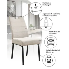 Hela 4-Fußstuhl ELVAS Polyester beige/schwarz